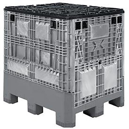 BUCKHORN Folding Bulk Shipping Container, 48x40x46, 1200 Lbs., Light Gray BG4840460251001